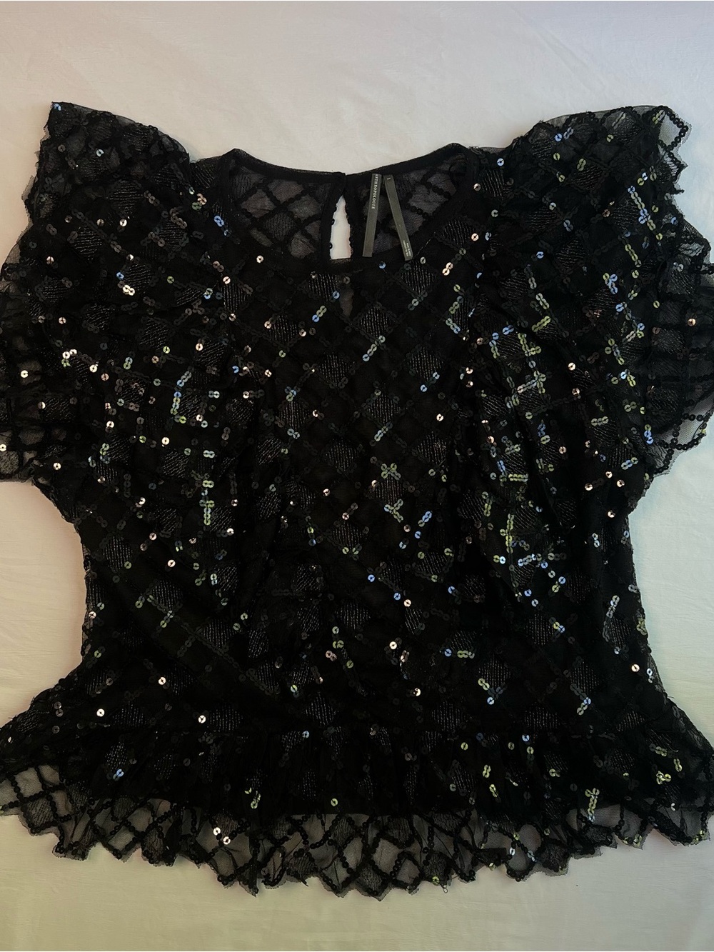 By Anthropologie Semi-Sheer Sequin Top - Picture 2 of 5